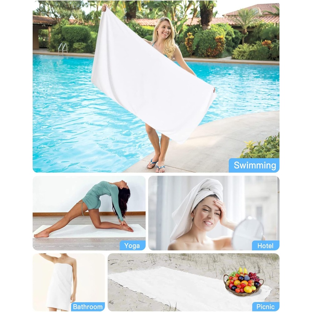1pc Beach Towel Pure White Tow - Herbal Yoga 评论和价格