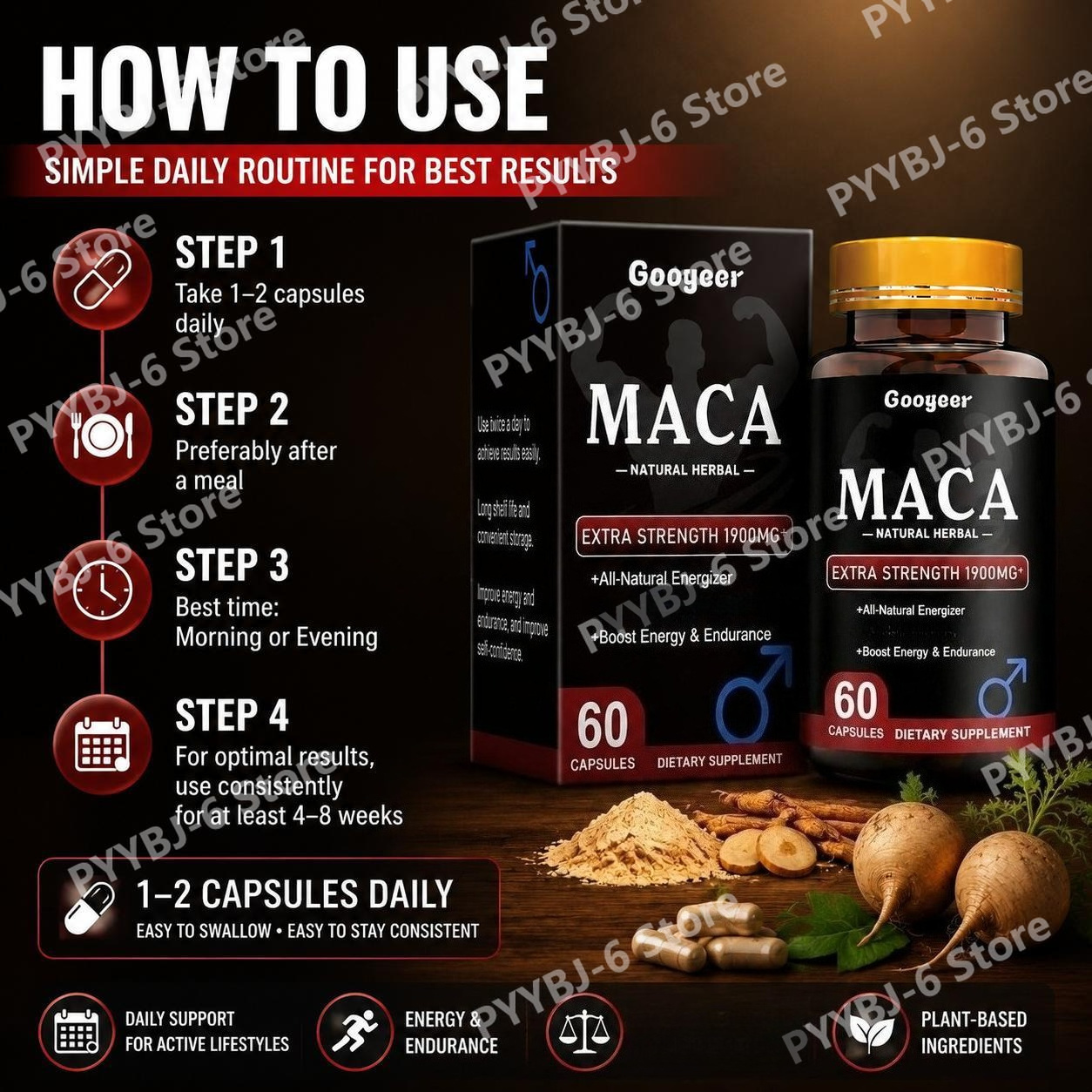 Googeer Maca Capsules with Mac - Valerian Root Capsule 评论和价格